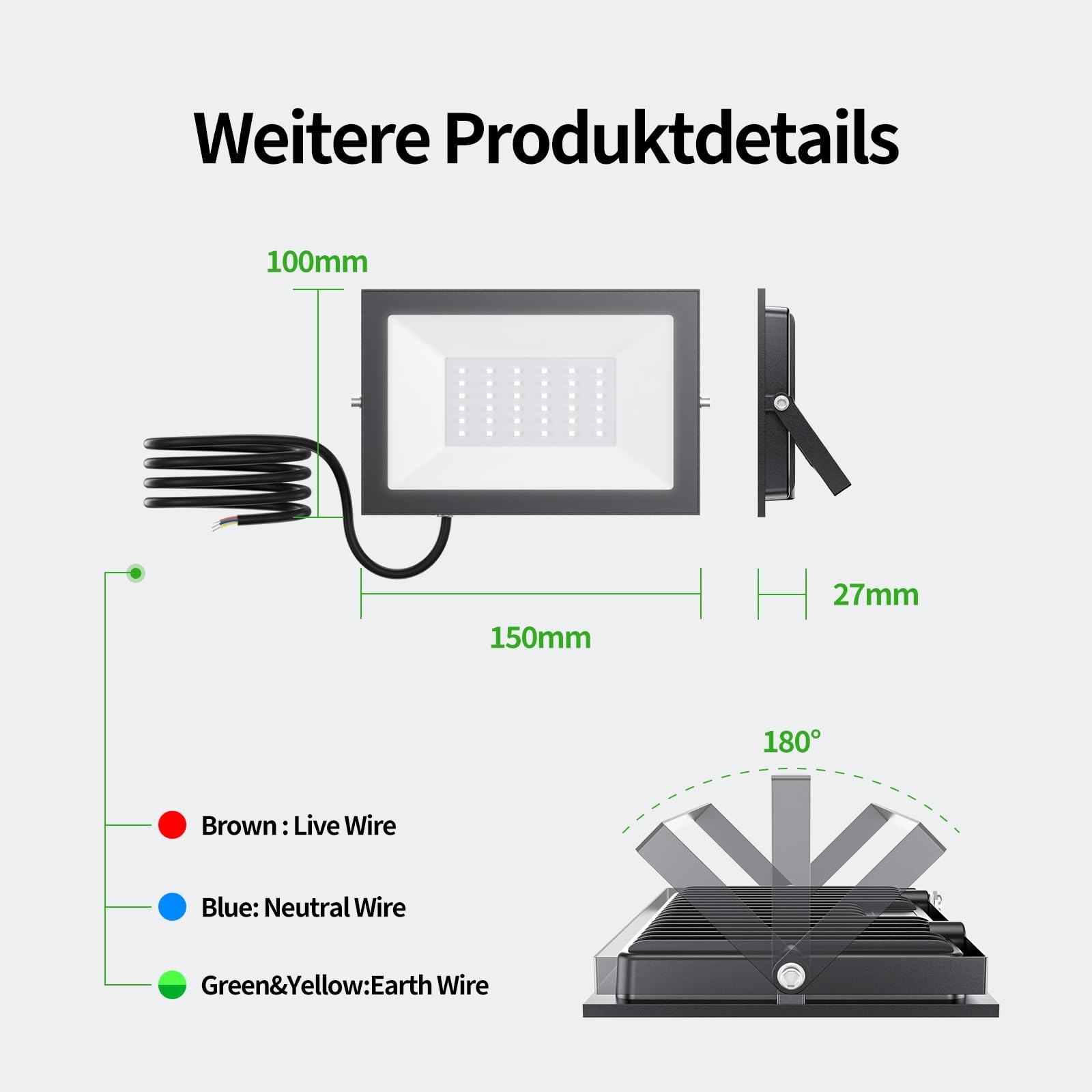 Naświetlacz LED 30W 3000lm 6500K IP65 2 Sztuki Biały Ogród ALLIN — miniatura 6