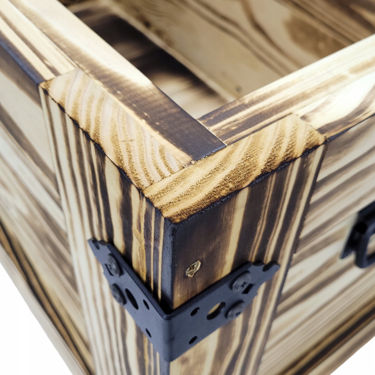 Rustykalny drewniany kufer 80cm SKRZYNIA opalana Montaż meble złożone