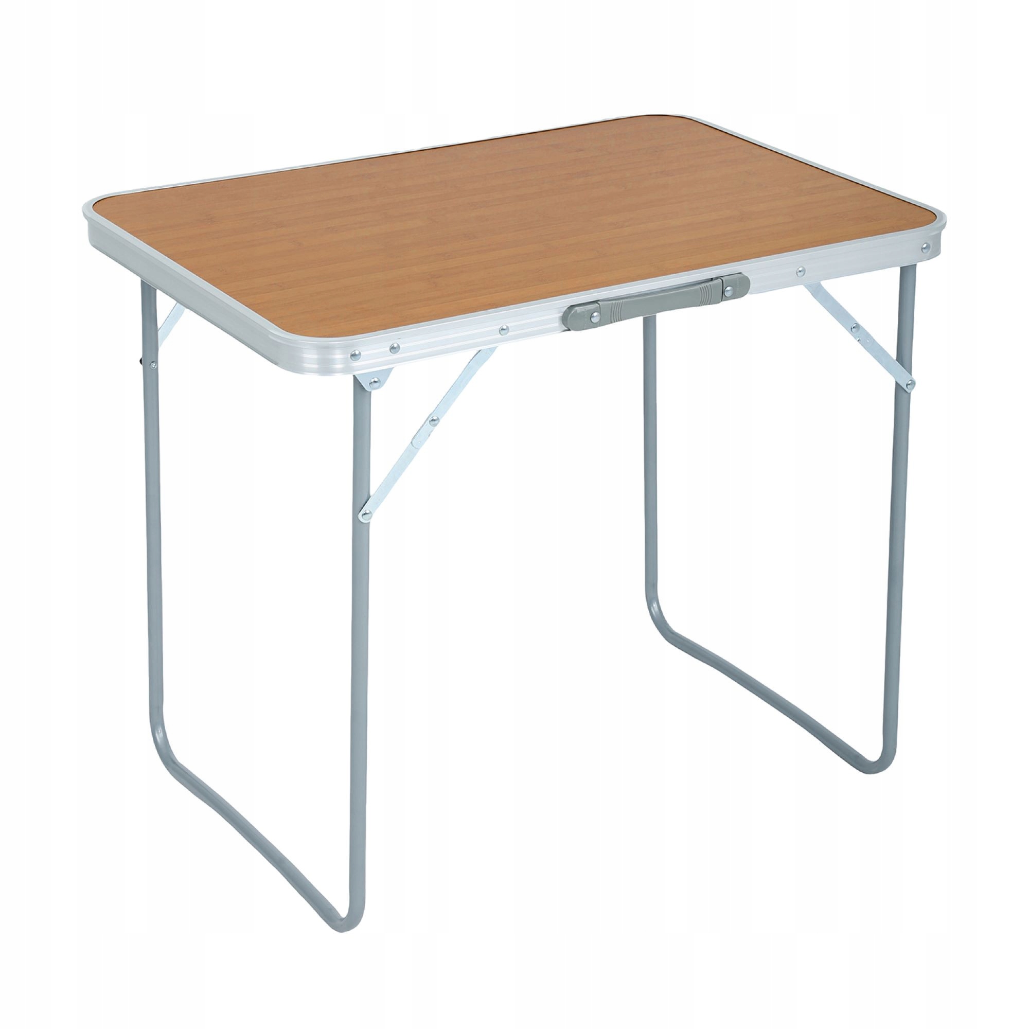 Stolik kempingowo turystyczny składany solidny aluminium o wyglądzie drewna