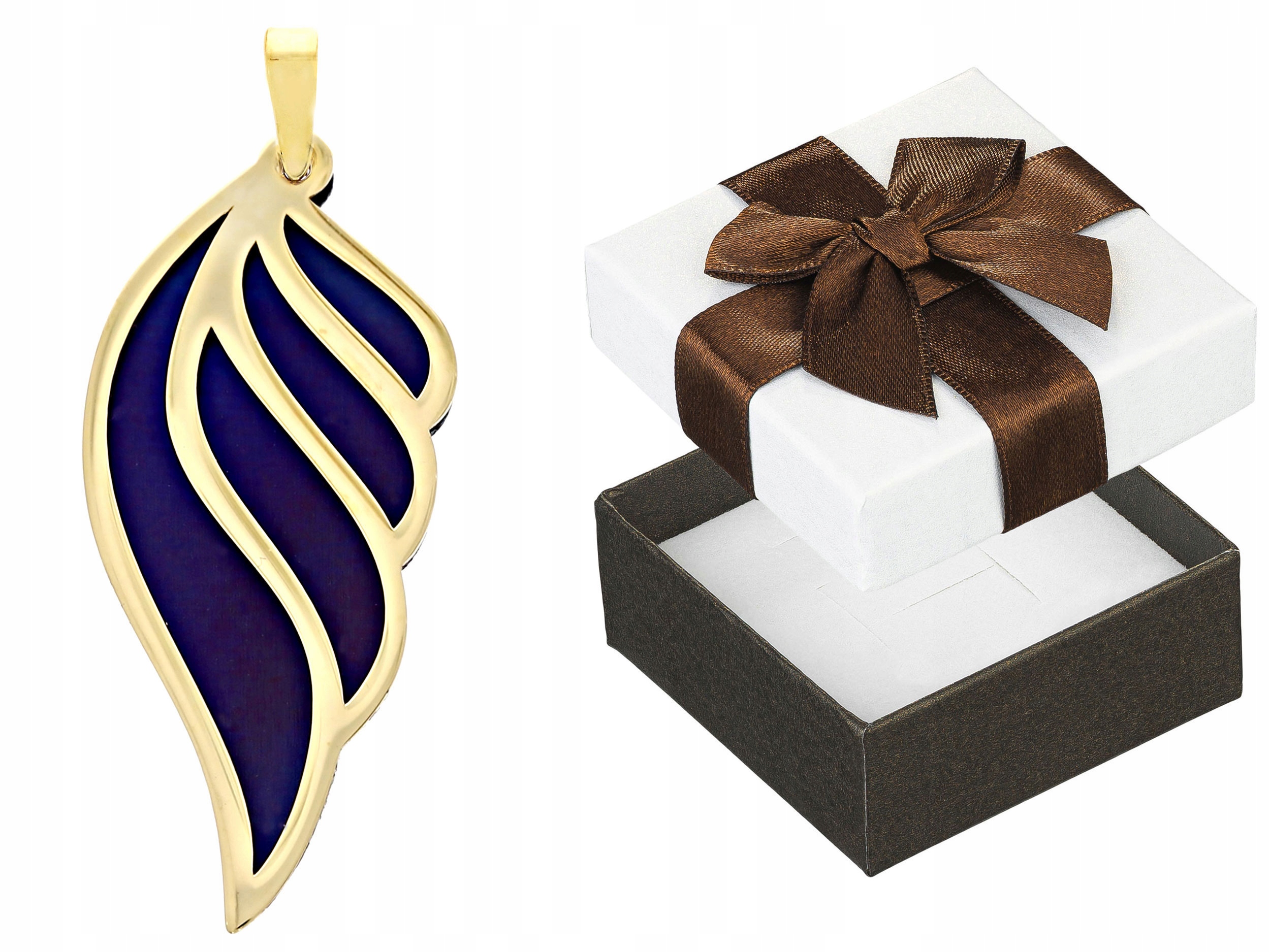 Stříbrný pozlacený Přívěsek Křídlo s titanem Modrý přívěsek Stříbrný