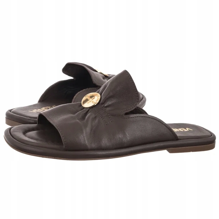 Dámské kožené boty Nazouváky Venezia Hnědé V478-04564-01TDM Brown