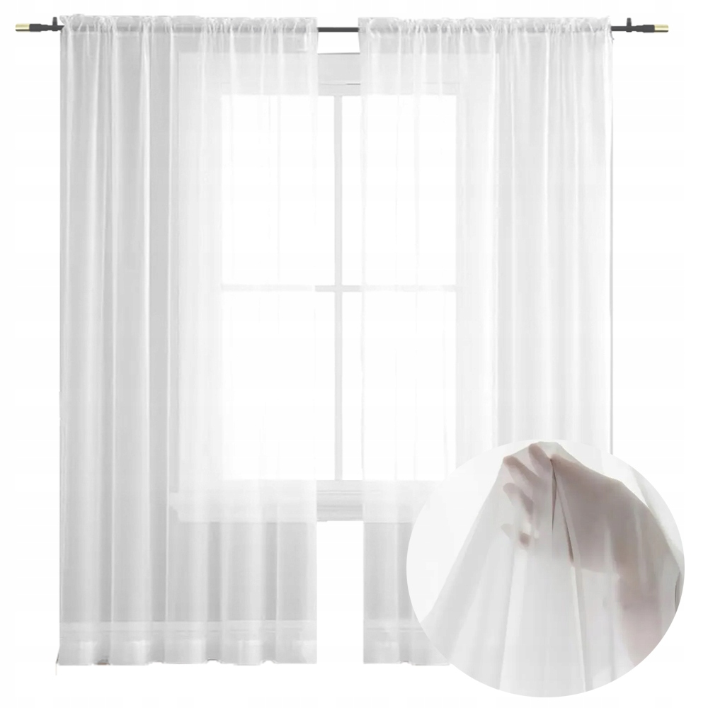 

Firana Gotowa Woal Na taśmie Firanka 145x250 Biała