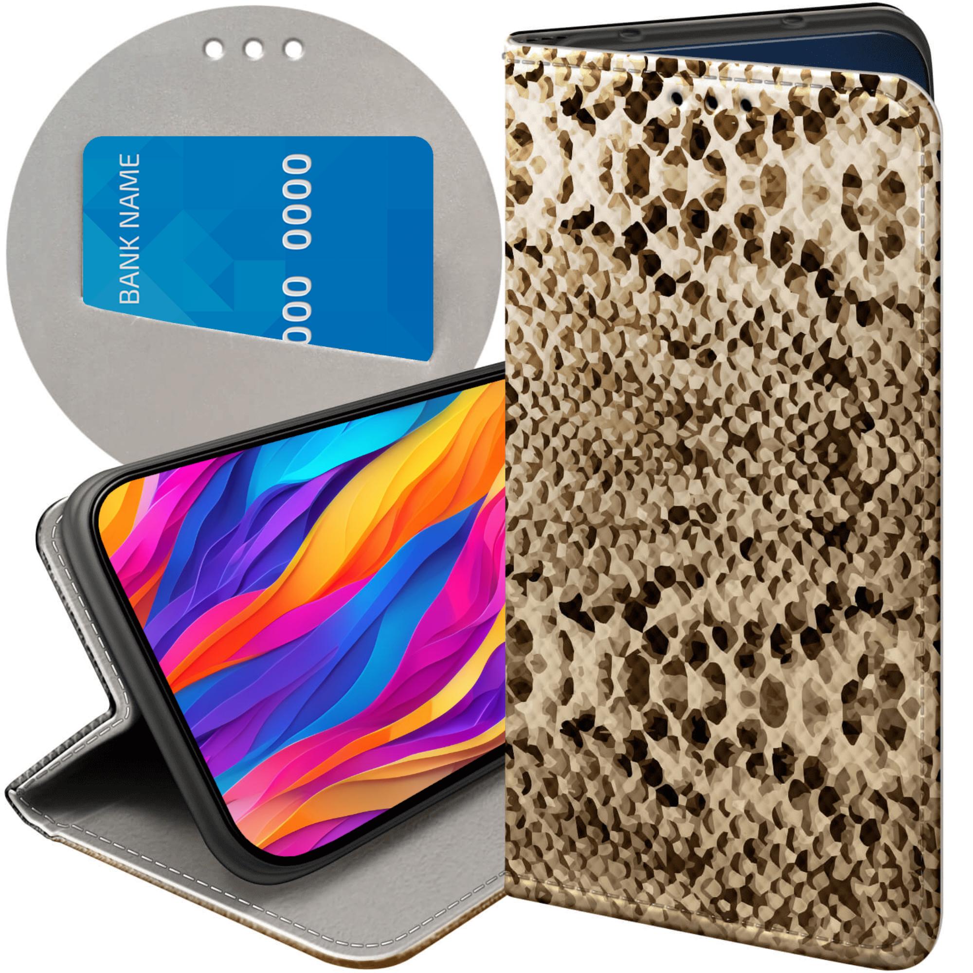 Etui Z Klapką Do Apple Iphone 13 14 Wąż Skóra Węża Snake Futerał