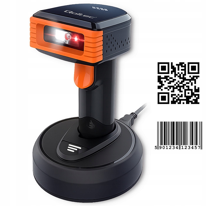 Qoltec Bezdrátový skener 1D/2D (qr, Ean) s dokovací stanicí, Usb
