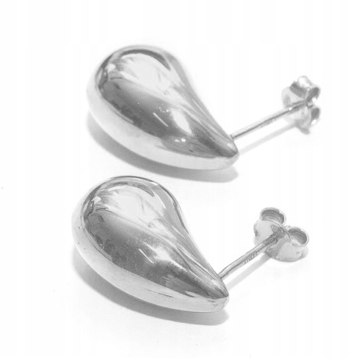 Stříbrné náušnice slzy kapičky konvexní velké stříbro 925 kapky