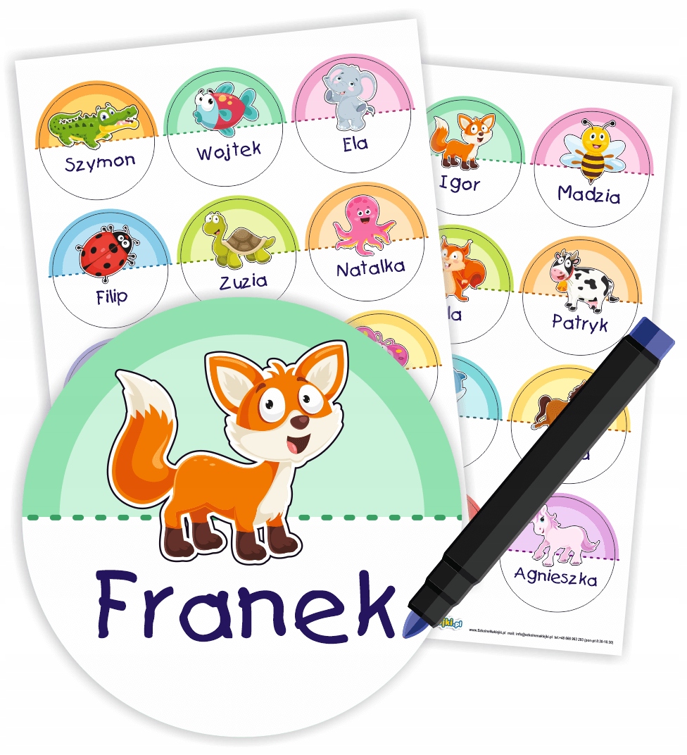 

Naklejki do szatni z miejscem na imię 60mm 24 szt.