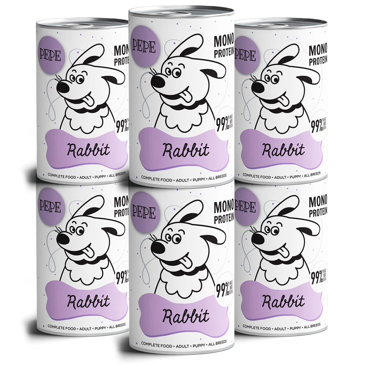 Levně Paka Zvířátka Pepe Mono Protein Králík Balení 6 Kusů York Shih Tzu Maltézský