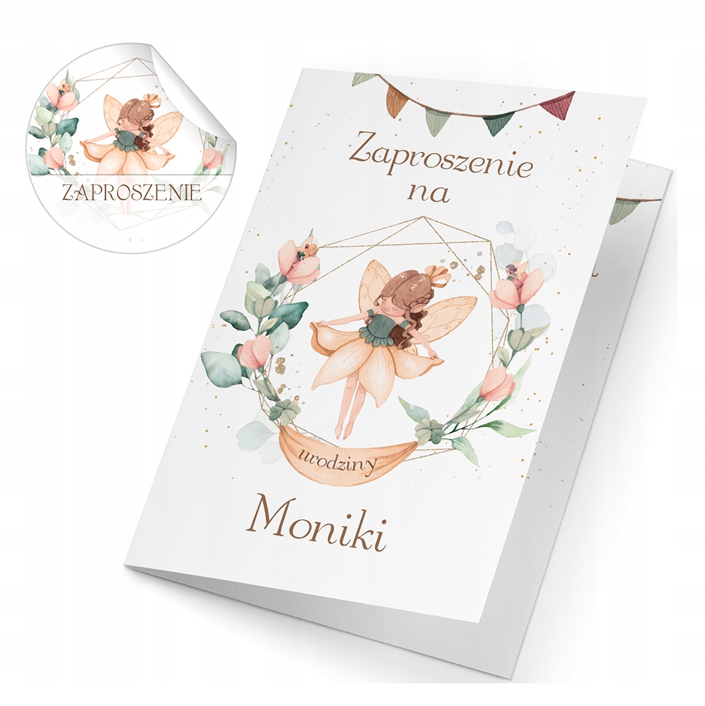 Zaproszenia URODZINY dla DZIEWCZYNKI IMIĘ KOPERTA