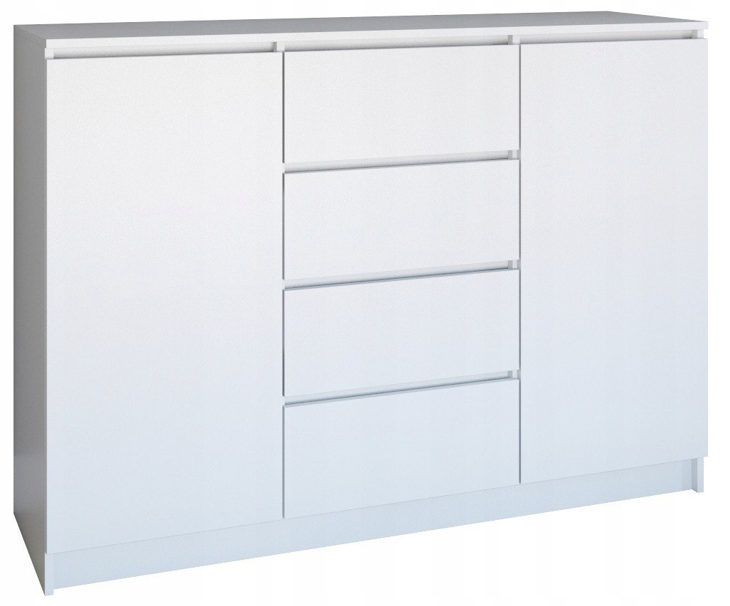

Duża Komoda 2D4S 120CM 4 Szuflady 2 Drzwi Biel Mat