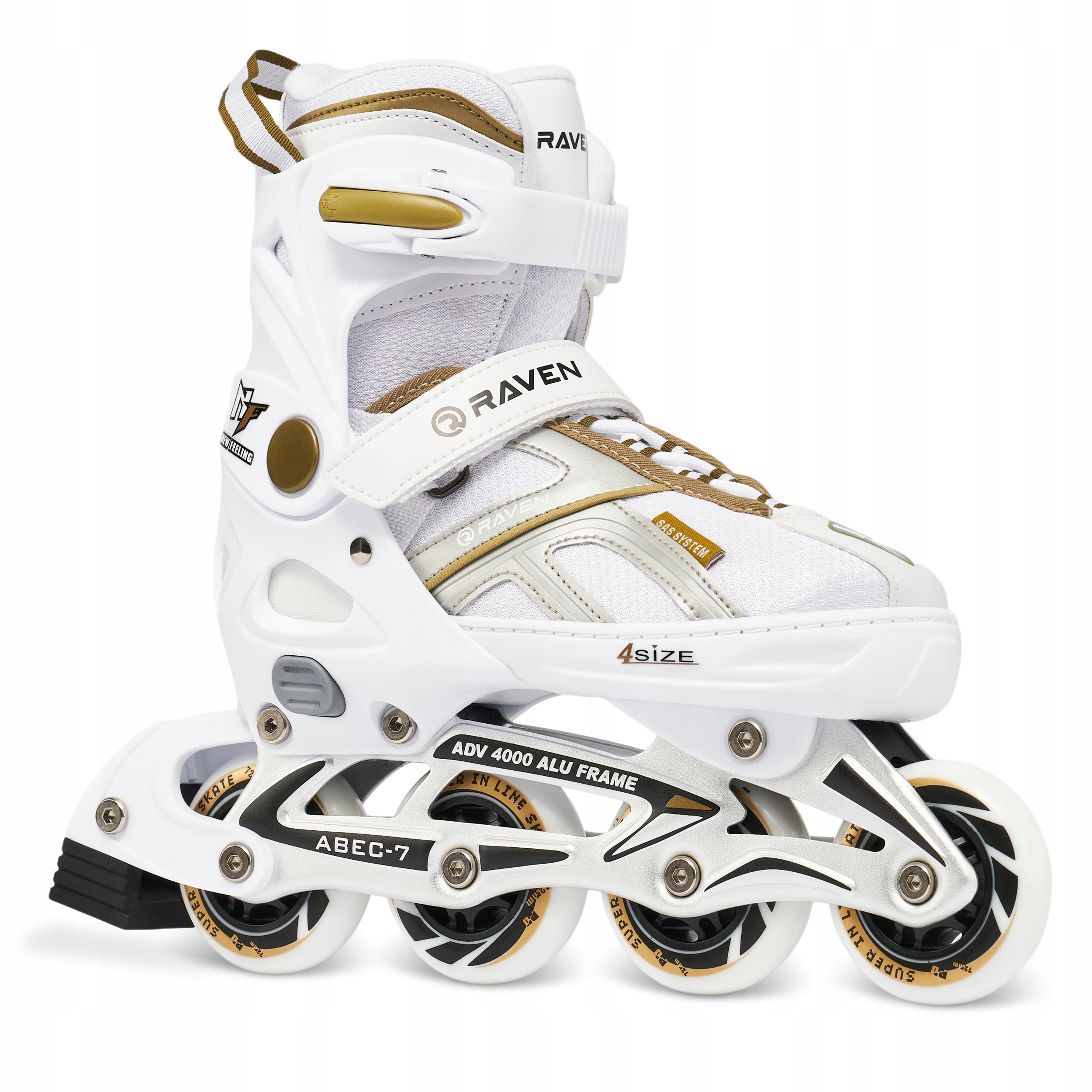 Регулируемые ролики Raven Pulse White / Gold 40-43
