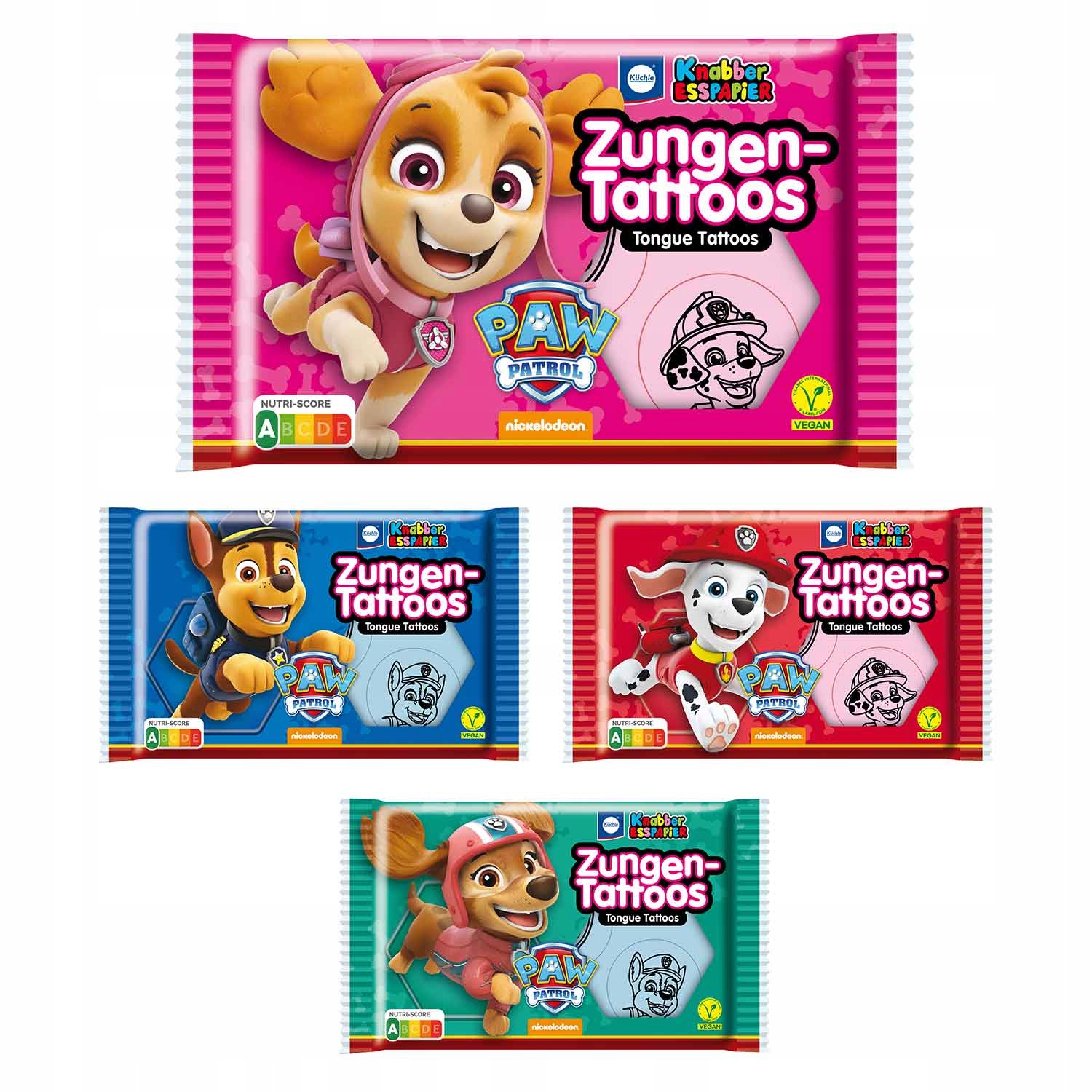 Zungen Tattoos Psi Patrol Paw Papier Jadalny Tatuaż na Język 11g x 25 sztuk