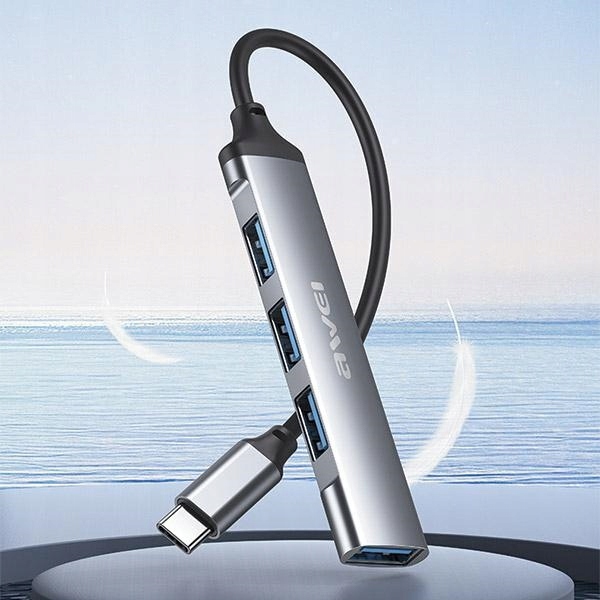Hub Awei CL-150T 4xUSB-A Czarny Adapter Usb w Kompaktowej Odsłonie