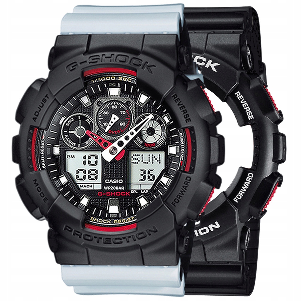 Sada G-shock GA-100-1A4ER Černá Bílá, Černá