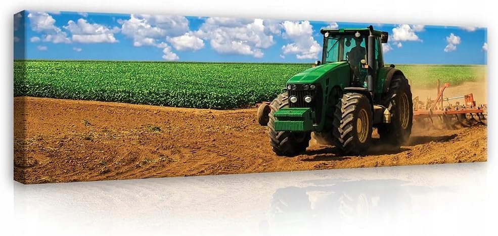 Obraz 145x45 Traktor pole orka léto zemědělství nebe mraky práce příroda