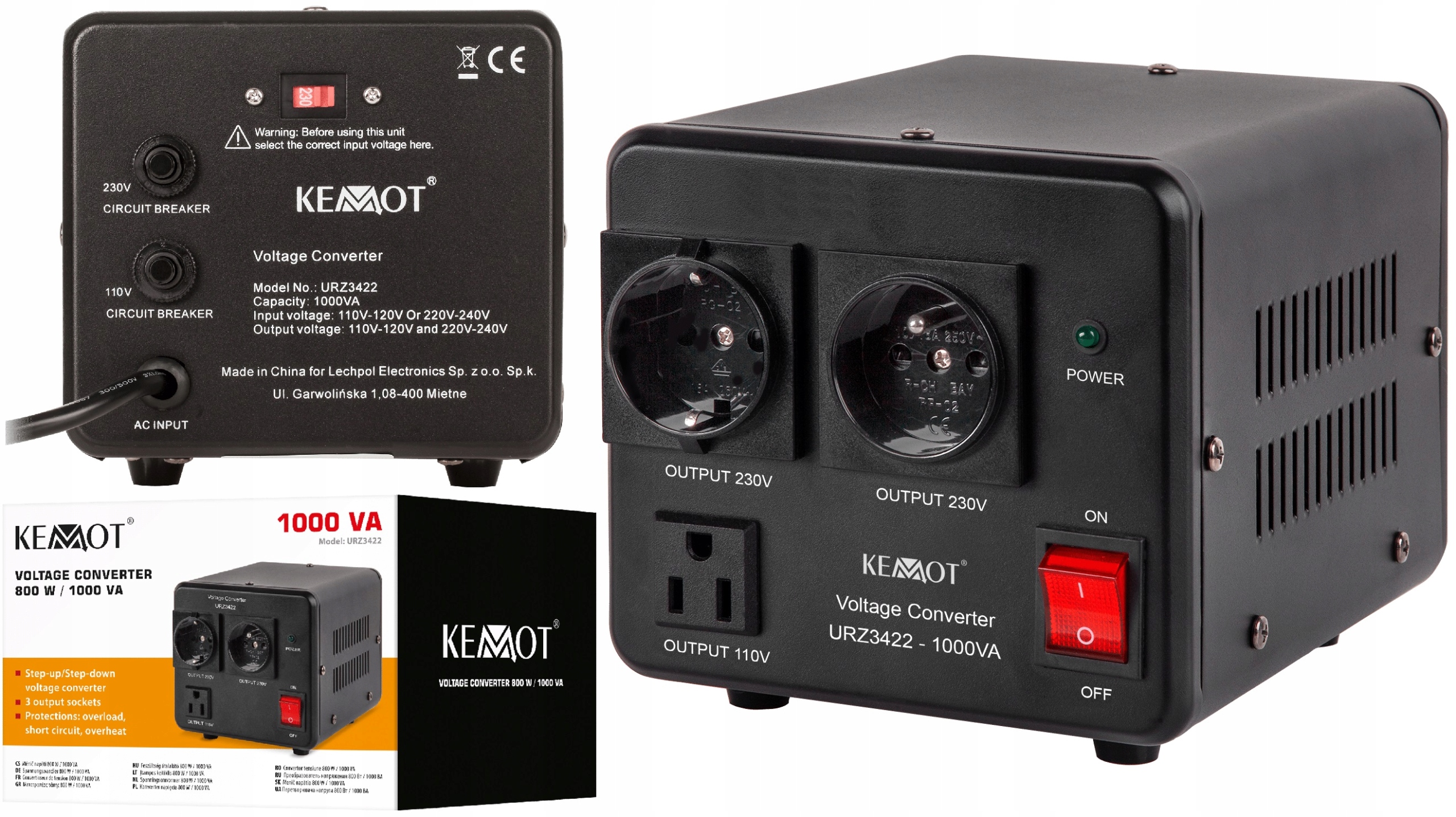 ПЕРЕТВОРЮВАЧ НАПРУГИ 110V <-> 230V 800W