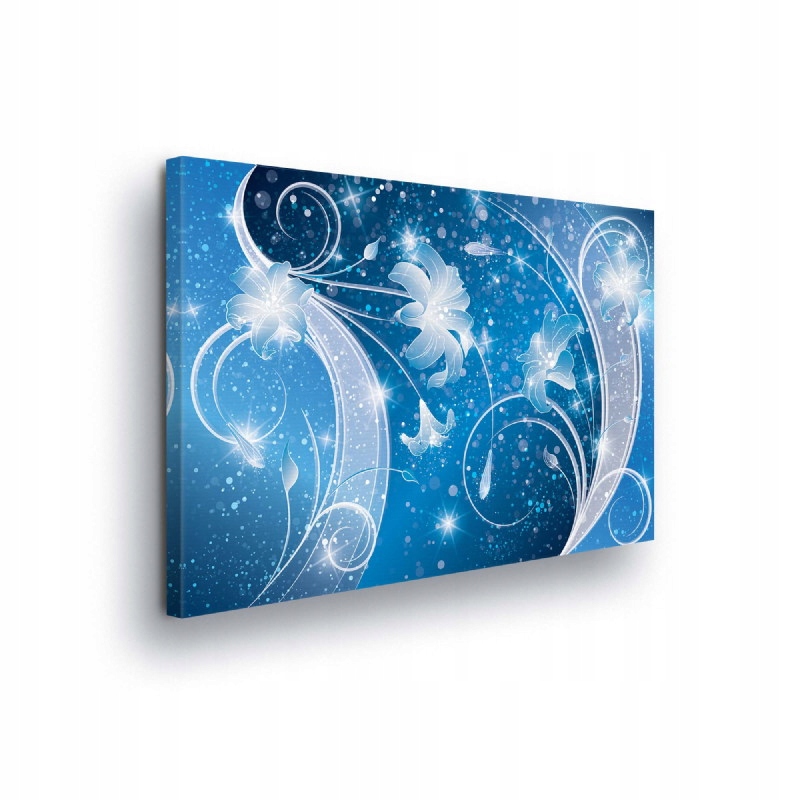 Obraz 80x60 Abstrakce floristika modrý stříbrný lesk elegance noc