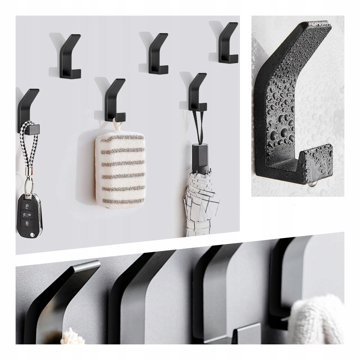 

6SZT Zestaw Haczyków Wieszaków Na Ręczniki Czarne