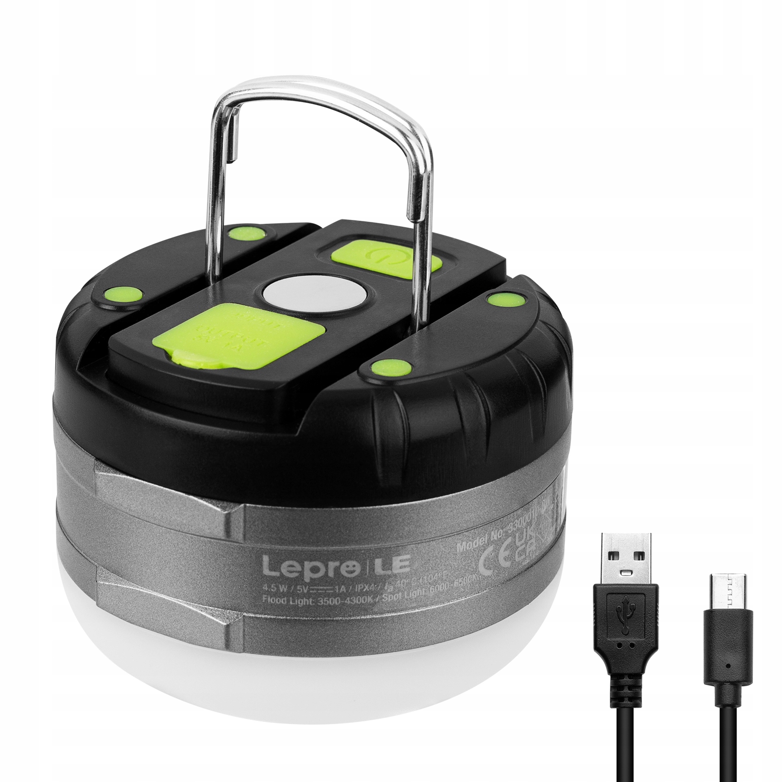 Lampa Turystyczna LED Ładowalny USB 3600mAh Powerbank 5 Tryb Magnes Hak