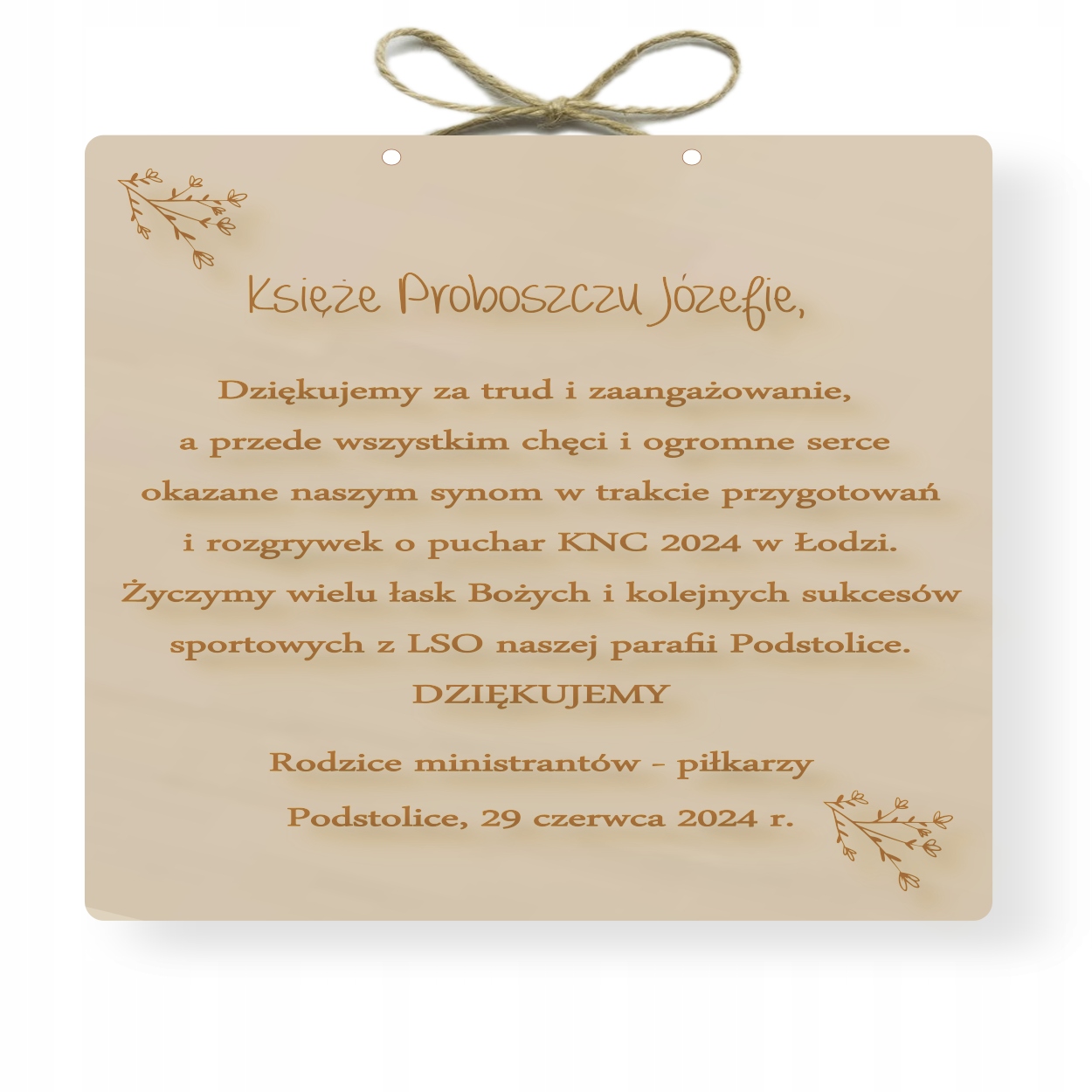 Dřevěná Tabulka Dárek Poděkování Pro Kněze Faráře 20x20 cm