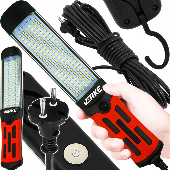 LATARKA WARSZTATOWA LAMPA LAMPKA KANAŁOWA 120 LED NA KABLU 10M HAKIEM MOCNA