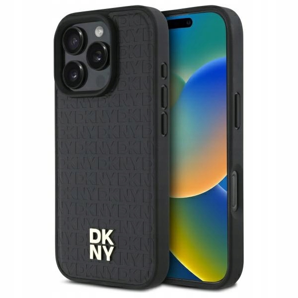 Etui Dkny Repeat Pattern Stack Logo MagSafe na iPhone 16 Pro Max czarne