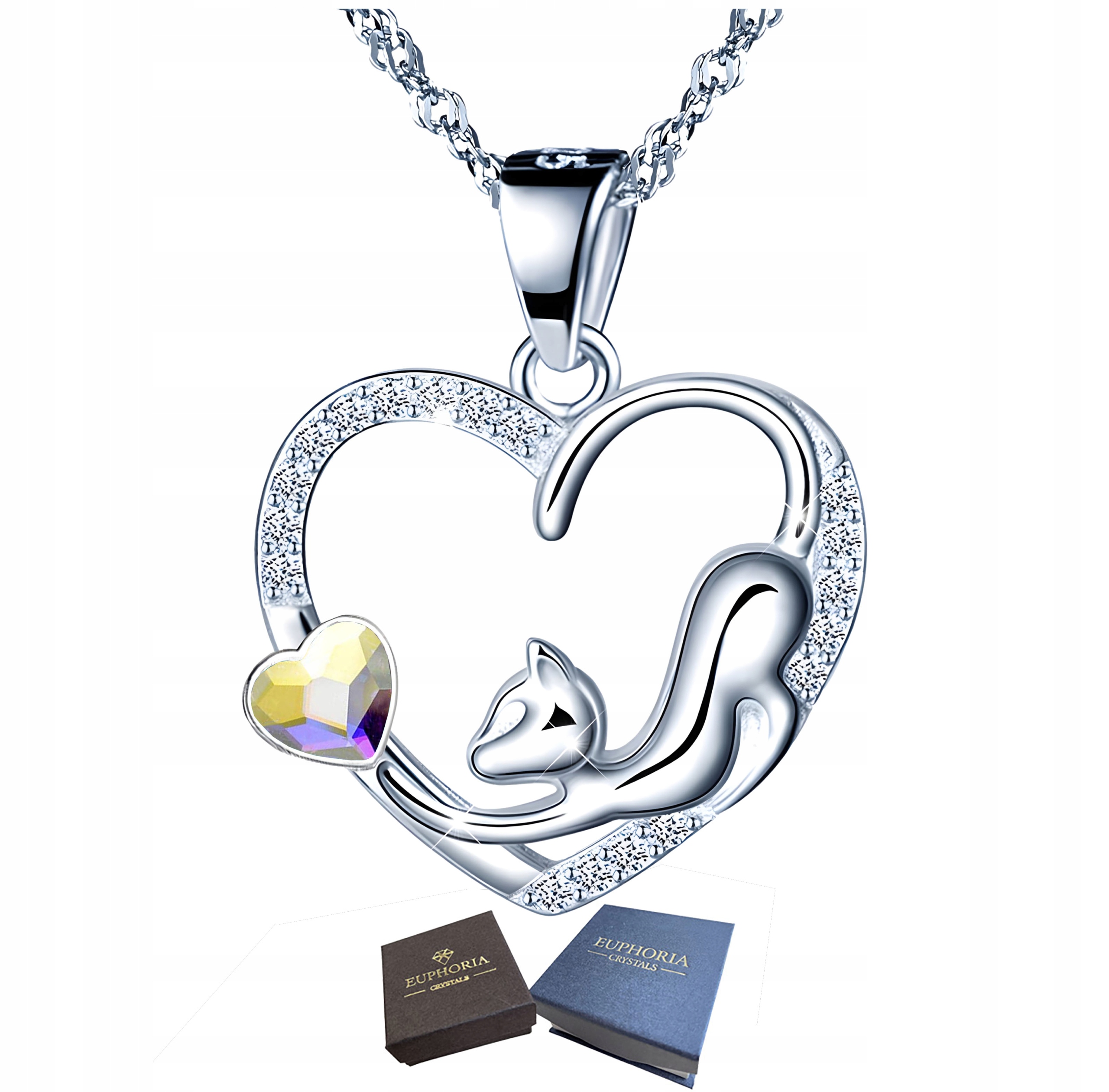 Náhrdelník Celebrity Stříbrný 925 Srdce s kočkou Dárek Šperky pro manželku