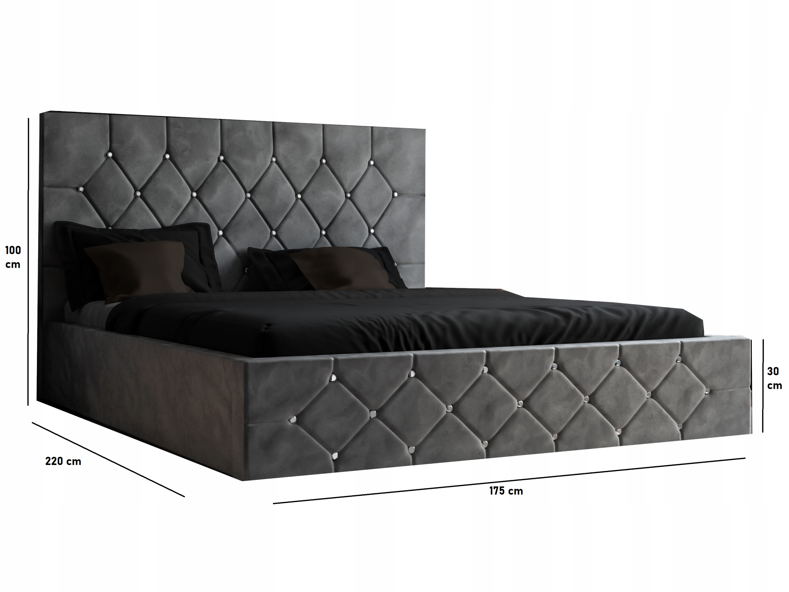 Tapicerowane łóżko modne kryształki glamour 160x200 Crystal Stan opakowania oryginalne