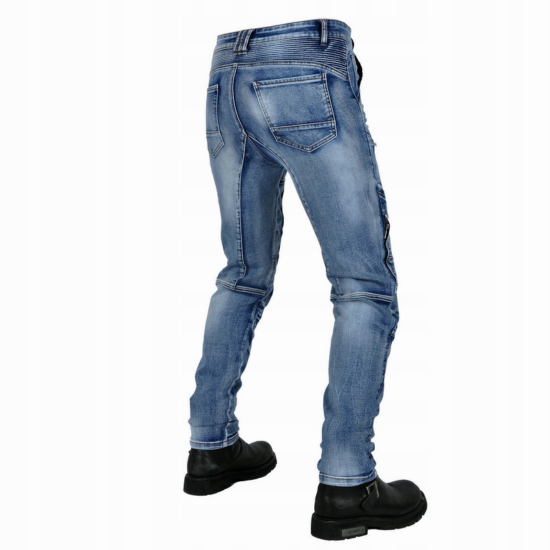 SPODNIE MOTOCYKLOWE MĘSKIE JEANSY Materiał jeans