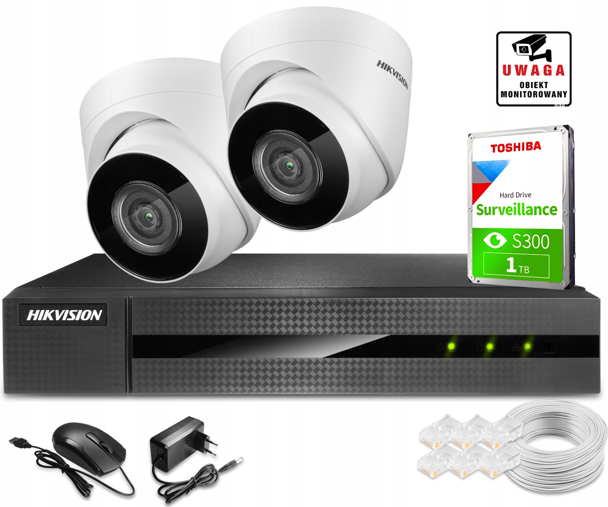 Sada pro monitorování Hikvision NVR-4CH-POE+IPCAM-T4(x2)+1TB