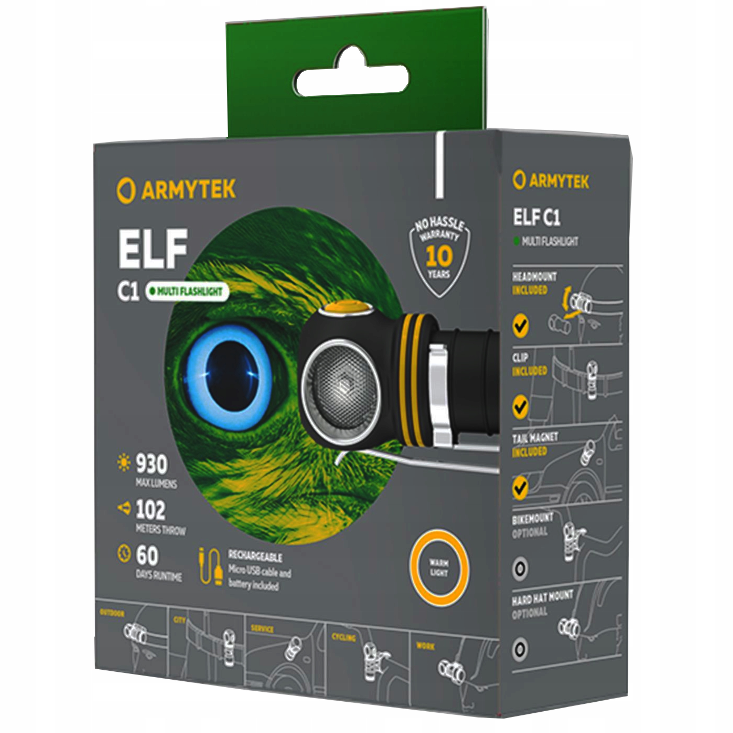 LATARKA CZOŁOWA CZOŁÓWKA SPORTOWA WIELOFUNKCYJNA ELF C1 MICRO BARWA CIEPŁA Marka Armytek