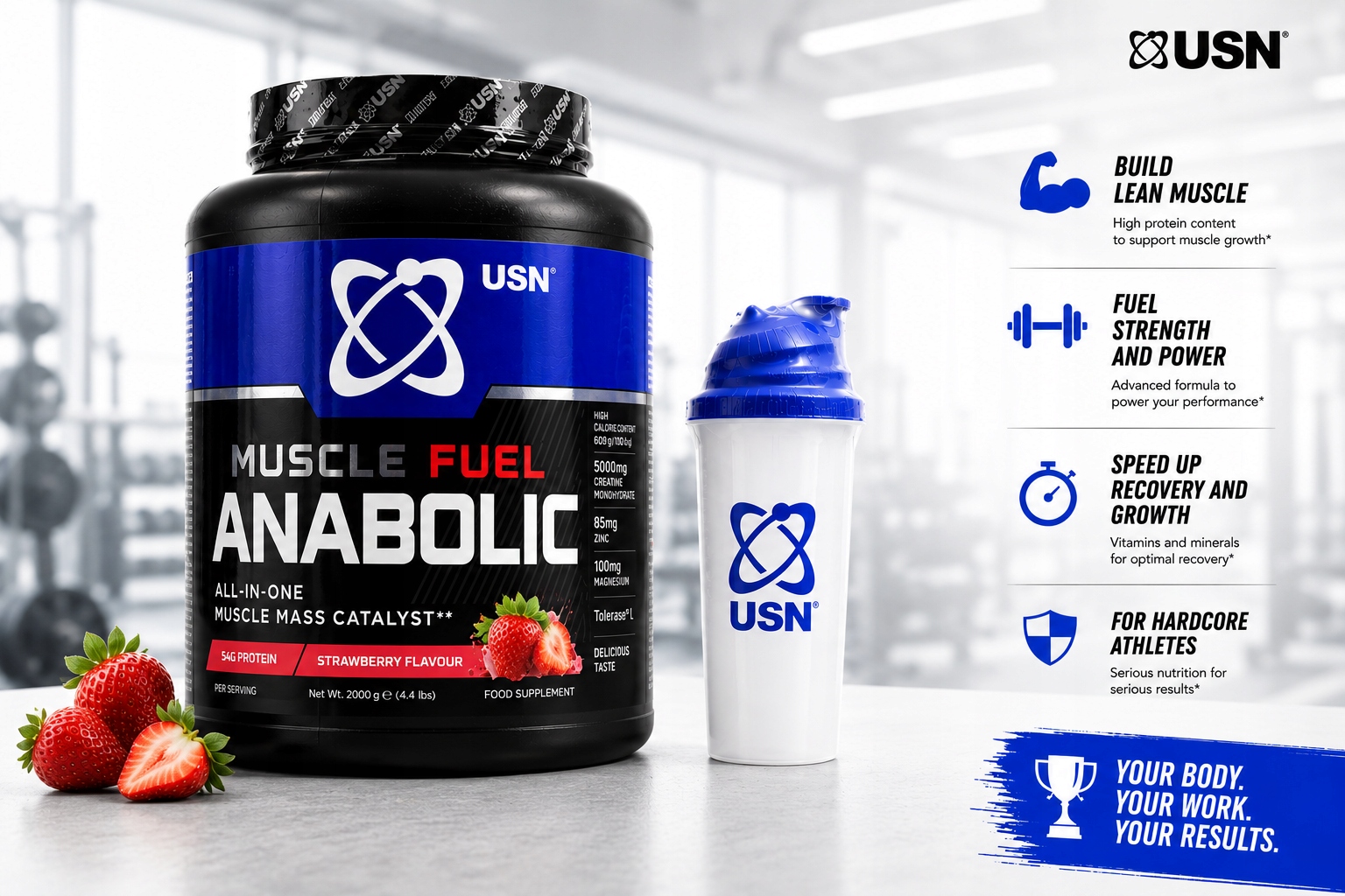 Muscle Fuel Anabolic 2000 g Usn jahoda shaker