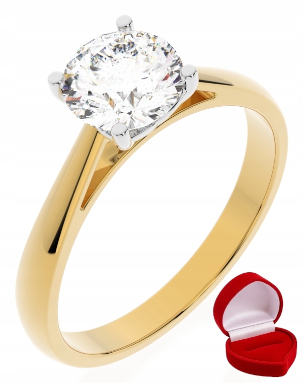 Zlatý Prstýnek 585 14k Diamant Brylant 1 ct Krabička R15