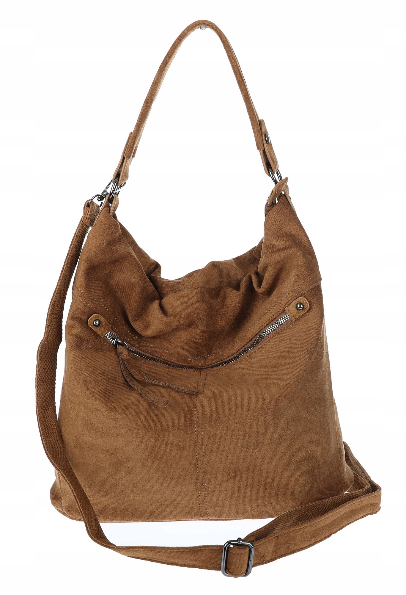 Dámská shopper kabelka semišová taška přes rameno do ruky lehká PB40 Hnědá