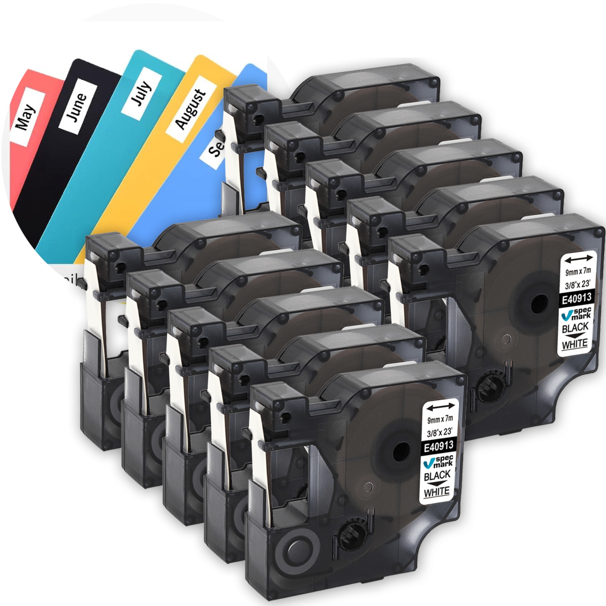 Páska pro Dymo 40913 9 mm bílá/černá Set 10 ks pro LM160 LabelManager