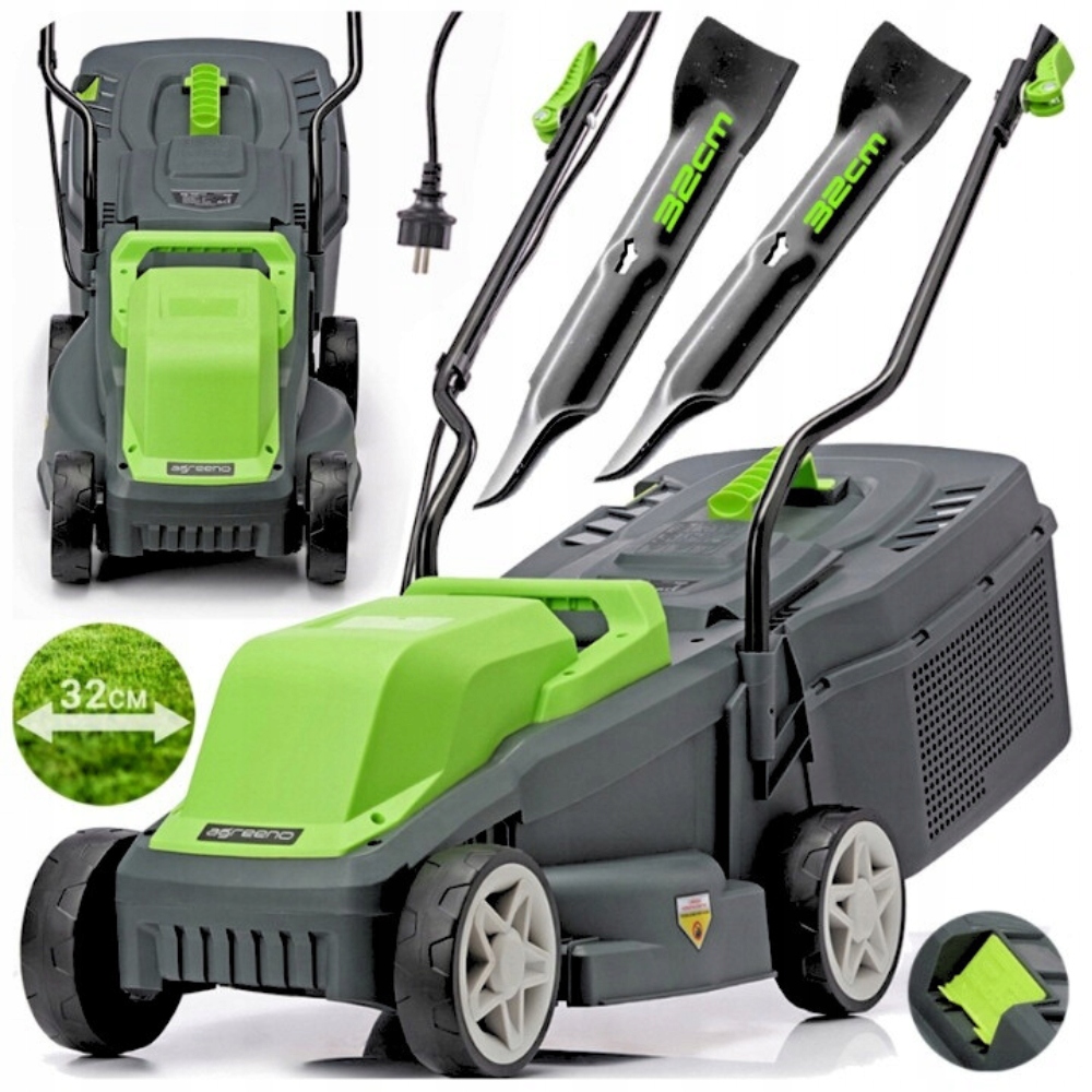 Výkonná elektrická sekačka 2200 W, nastavitelná, Zahradní, s košem, Lehká
