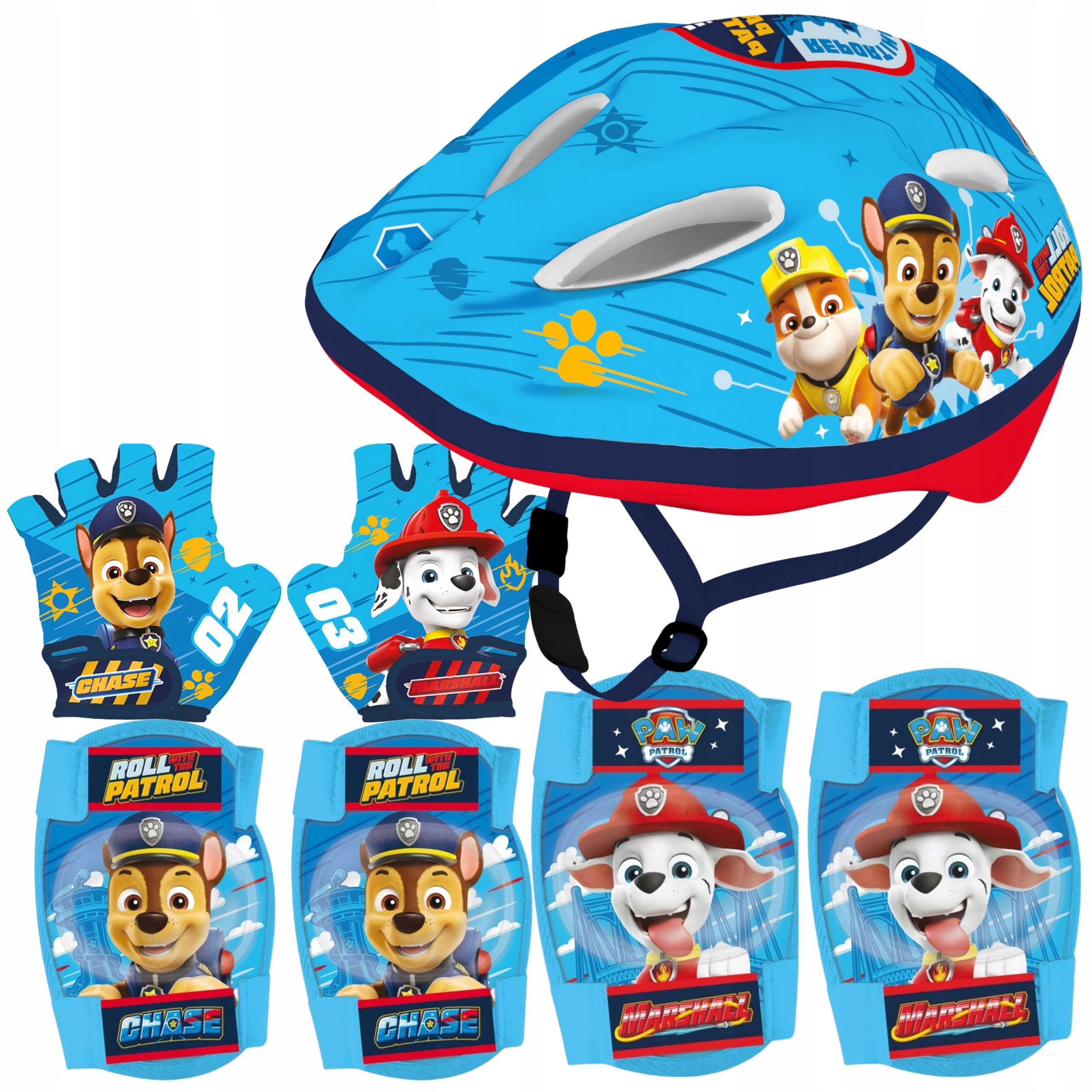 Zestaw Kask Psi Patrol Ochraniacze Na Łokcie Kolana Rękawiczki Chase Rower