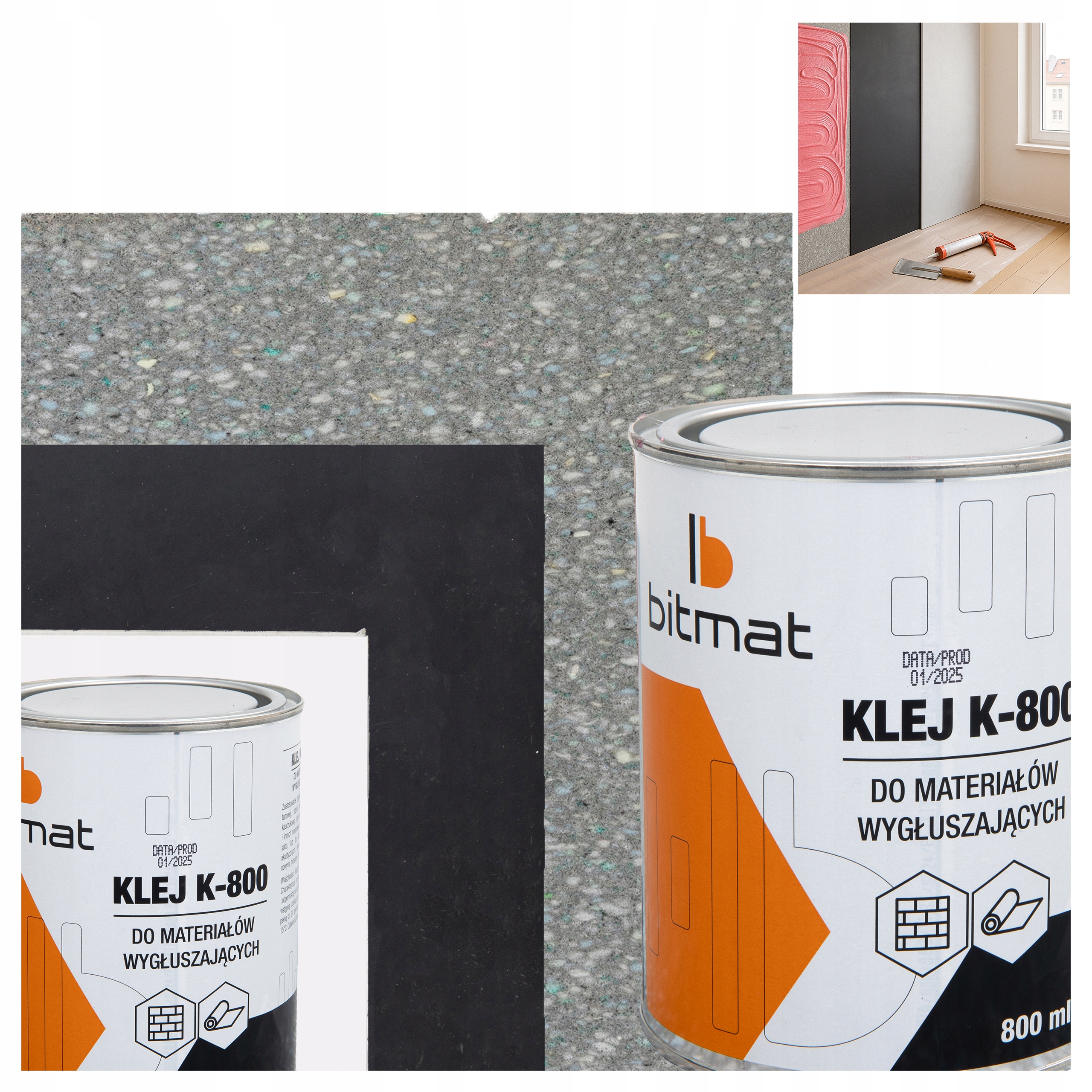 Odhlučnenie steny, odhlučnenie, tenké, účinné, bez rámu z rolky