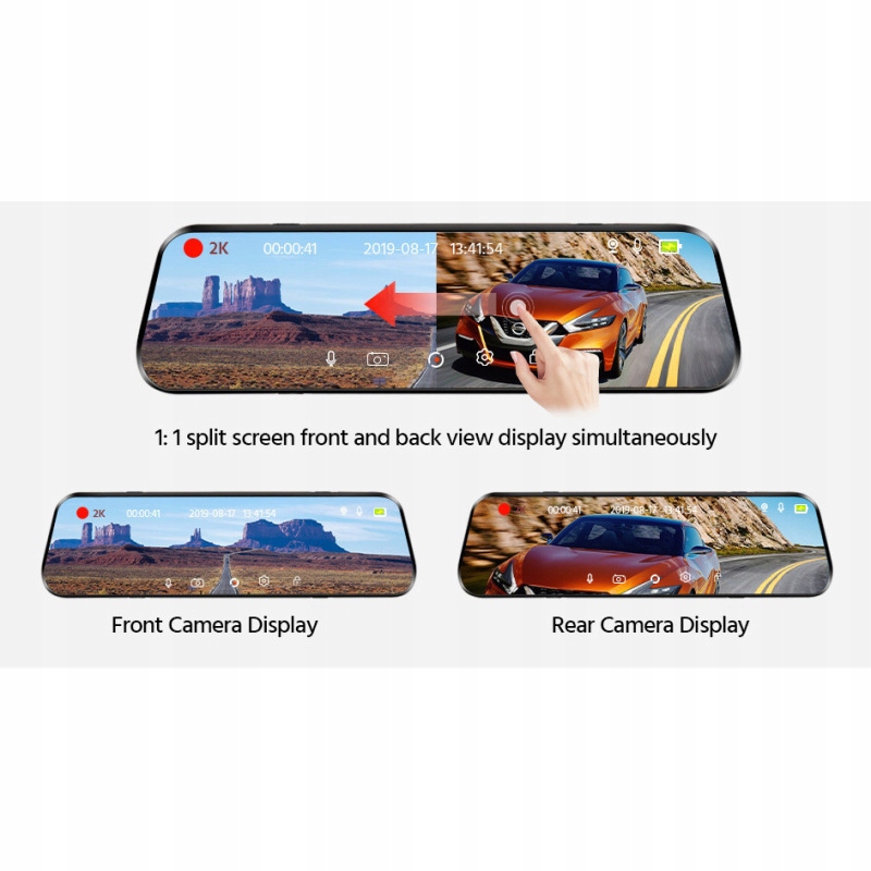 WIDEOREJESTRATOR SAMOCHODOWA W LUSTERKU KAMERA REJESTRATOR JAZDY PRZÓD TYŁ Marka inna