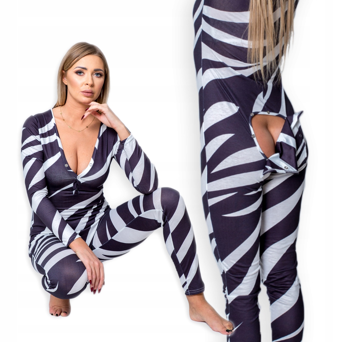 

Piżama Damska Rozpinana z Klapką Zebra 201 r.M