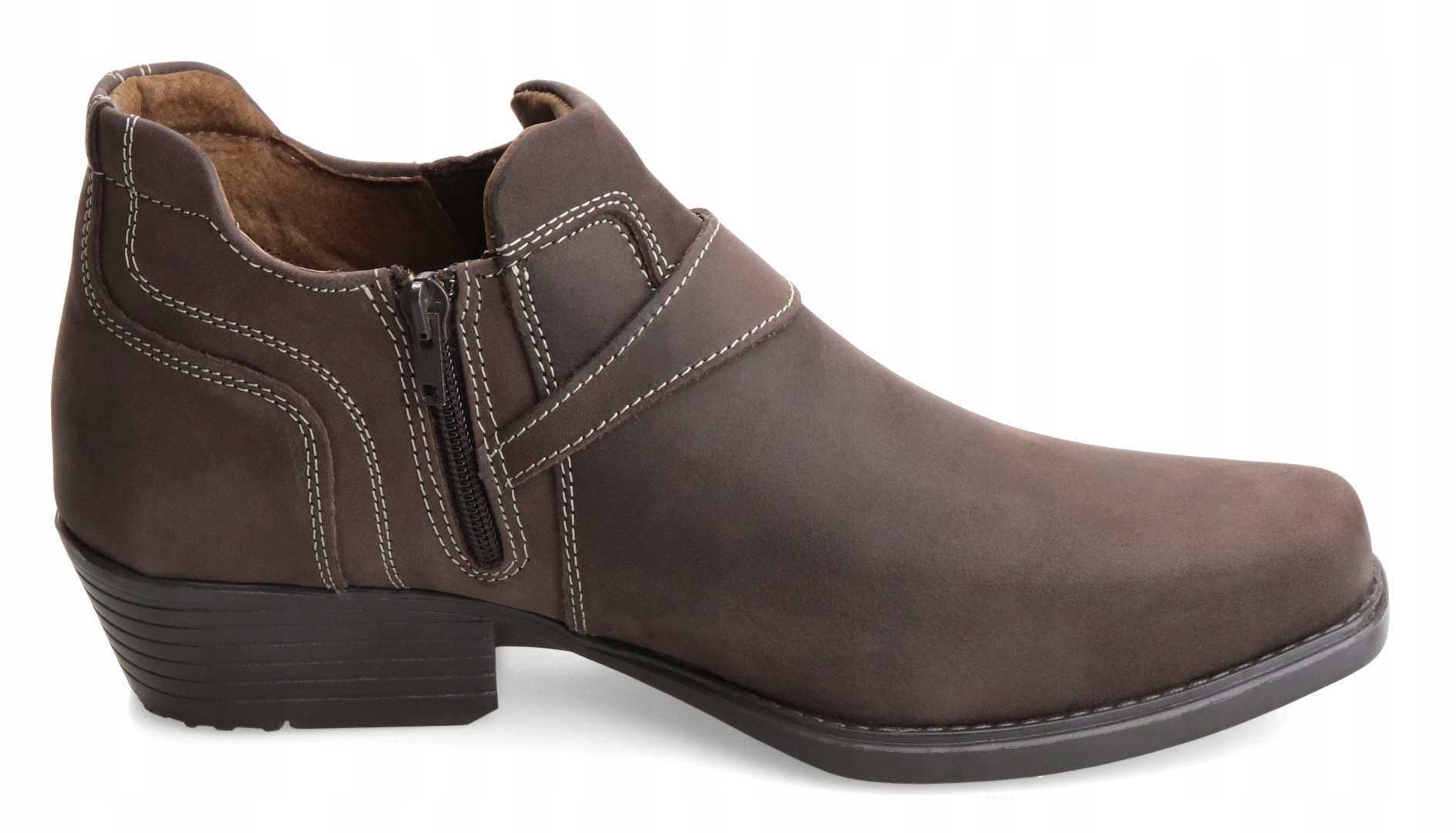 polskie skórzane kowbojki męskie 1026 brąz crazy Marka bez marki