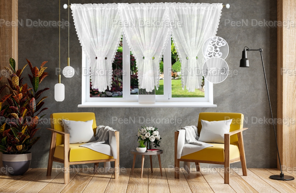 FIRANA GOTOWA 600x180 FIRANY FIRANKA BIAŁA KOKONY Wzór gładki