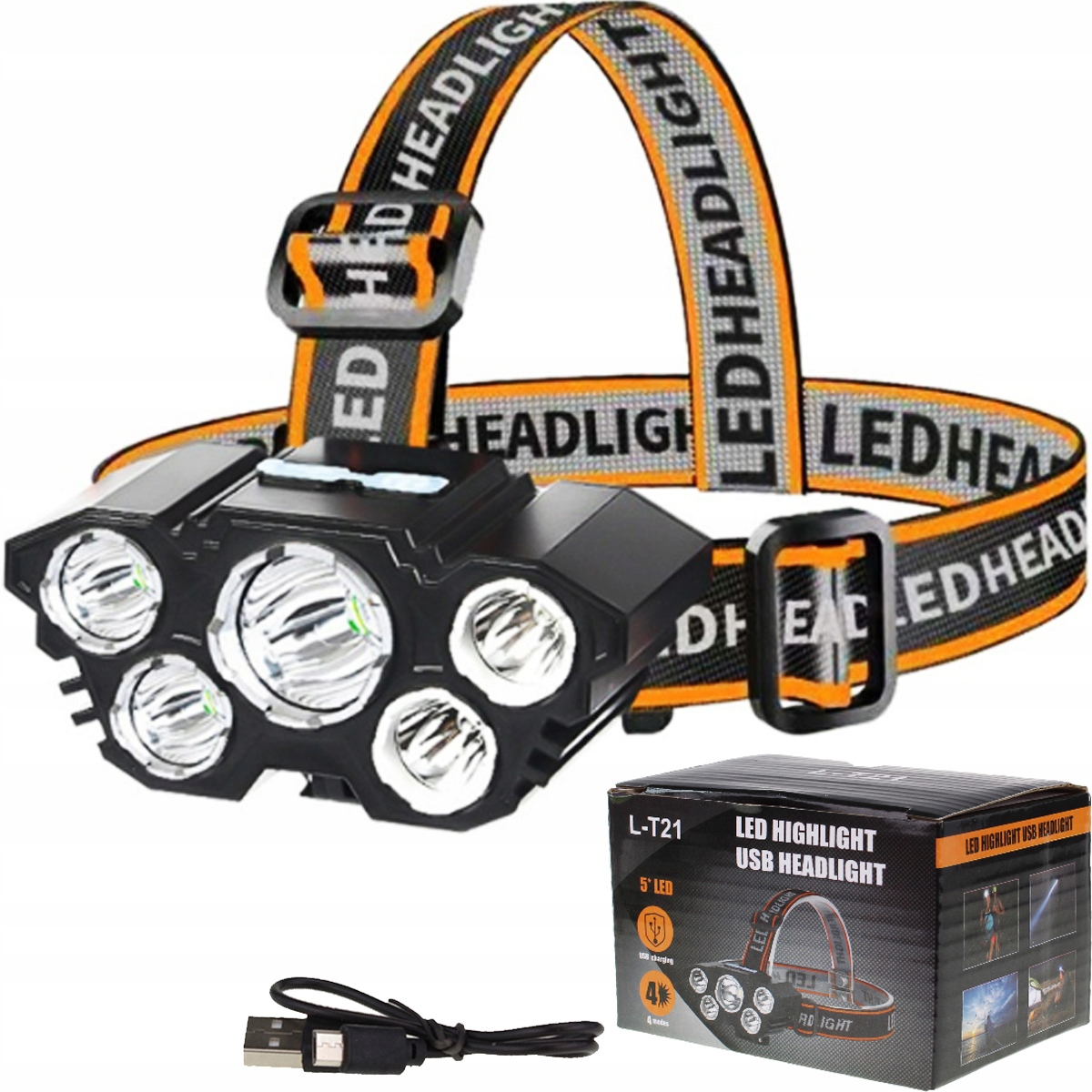 

Lampka Czołowa Rowerowa 7 Led Czołówka Turystyczna