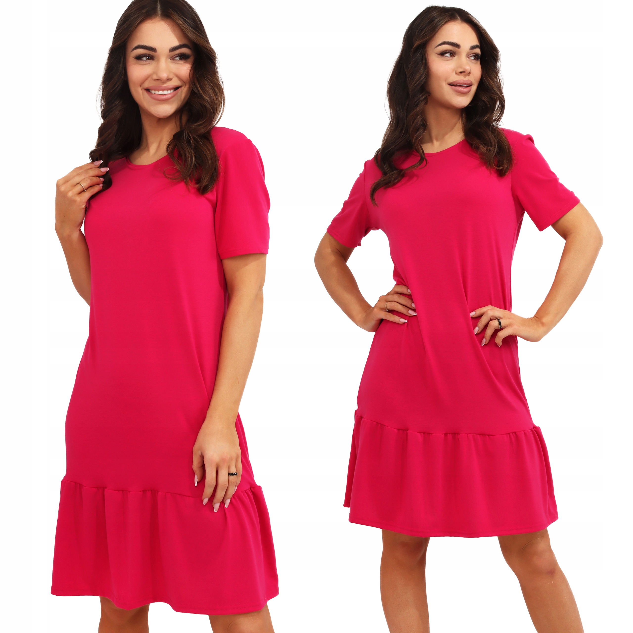 

Sukienka Damska Mini MIDI Kobieca Luźna 46 3XL Róż