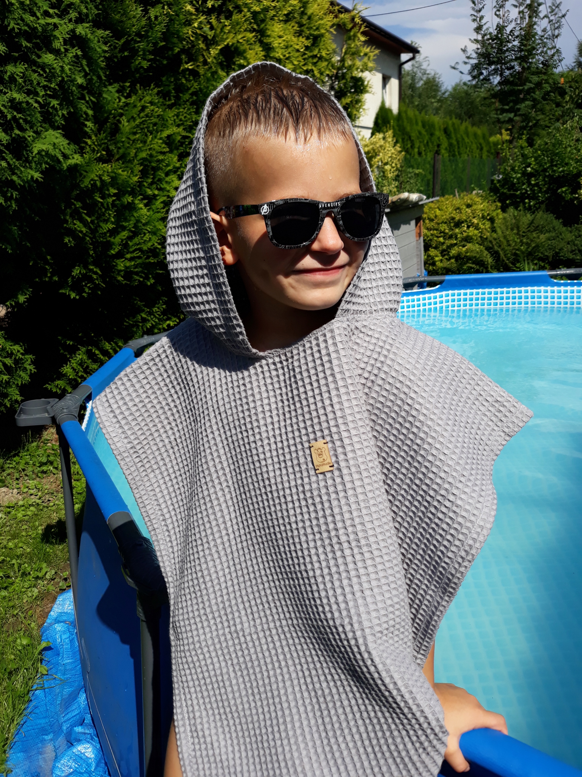 PONCZO z kapturem RĘCZNIK KĄPIELOWY wafel 10 lat + Rozmiar (new) 140 (135 - 140 cm)