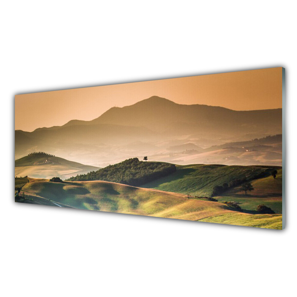 

Fotoobraz akryl wiszący 125x50 Góry Pole Krajobraz
