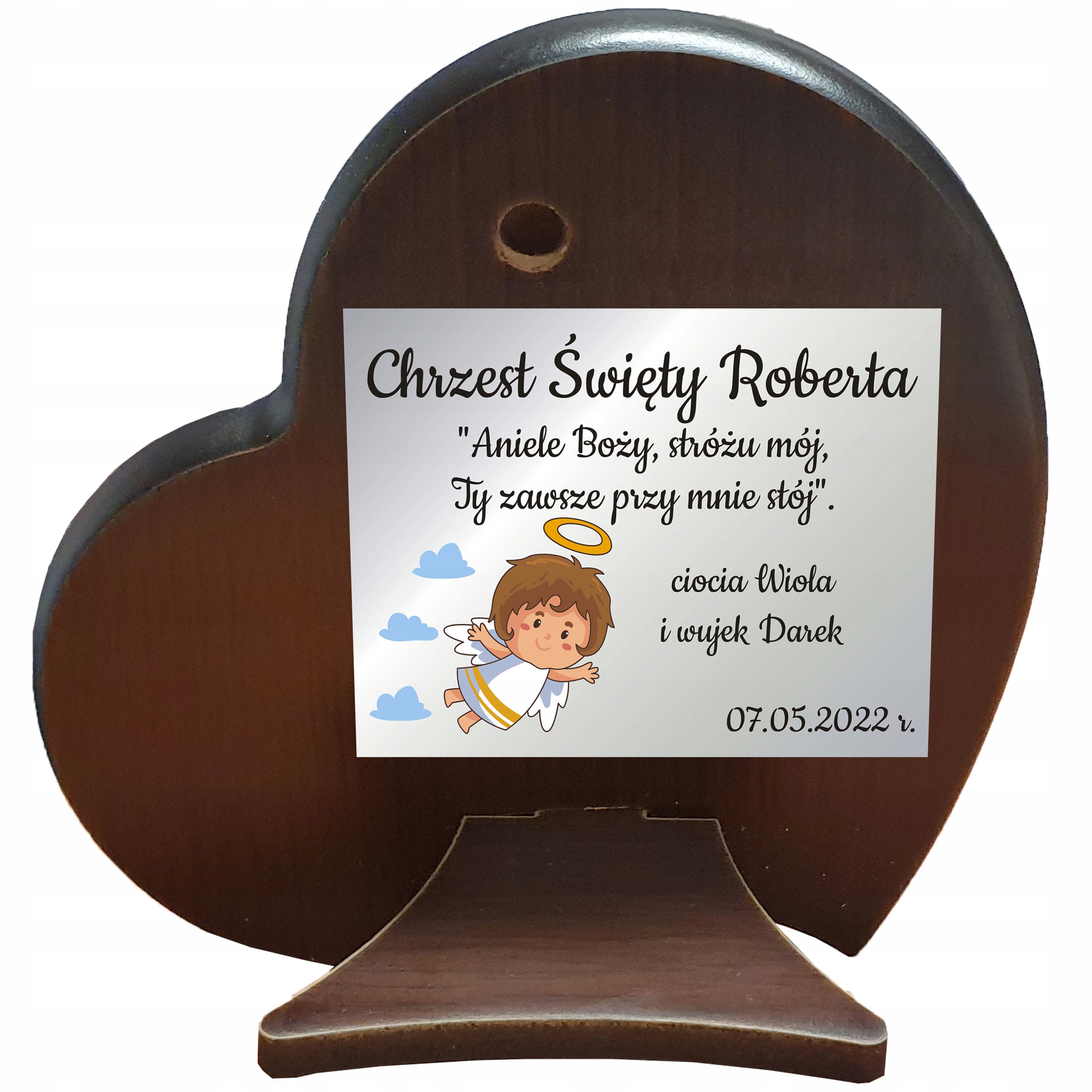 Prezent OBRAZEK PAMIĄTKA na CHRZEST ŚWIĘTY CHRZTU Długość 8 cm