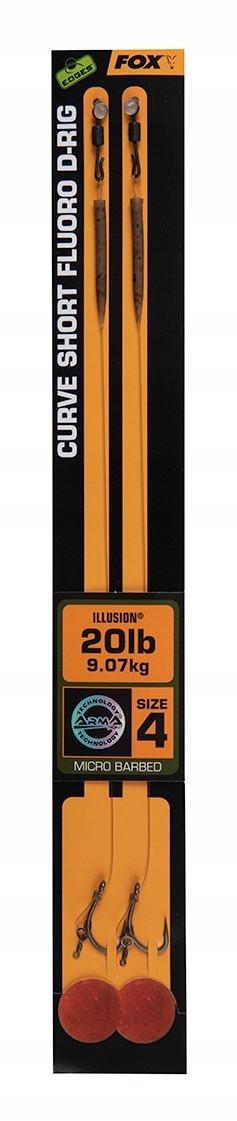Fox Przypon Karpiowy Edges Curve Short Fluoro D-Rig Nr 4 20lb 2szt. CCR184