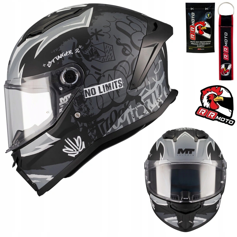 Motocyklová prilba Mt Stinger 2 Tagger Black/grey Matt čierna šedá Darčeky