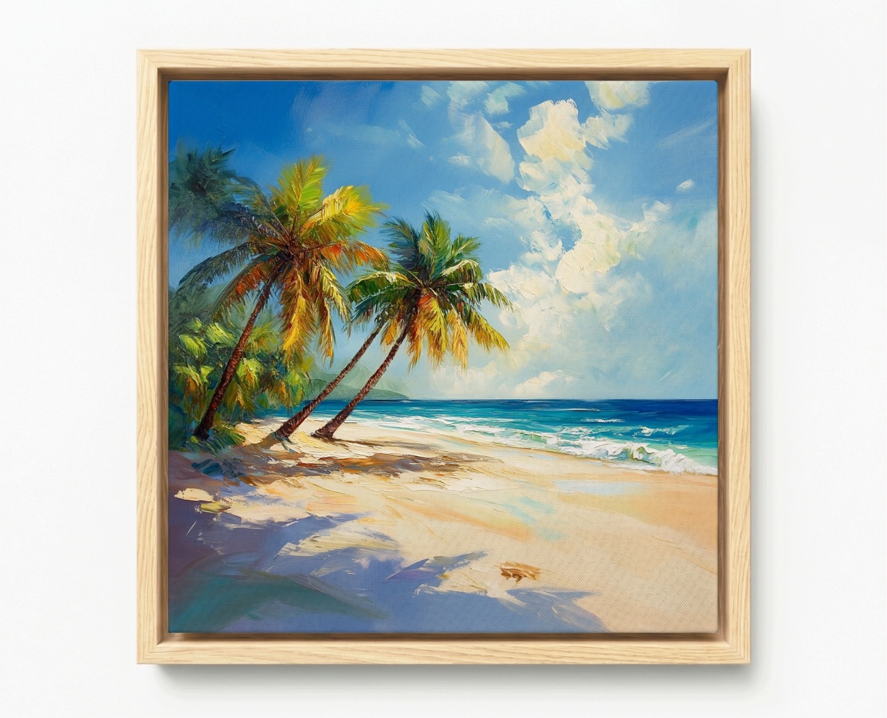 Obraz Rám Americký Box Exotická Krajina Pláž Tropy Palmy Oceán 60x60