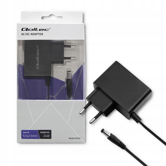 Qoltec Zasilacz wtyczkowy 24W 24V 1A 5.5*2.5